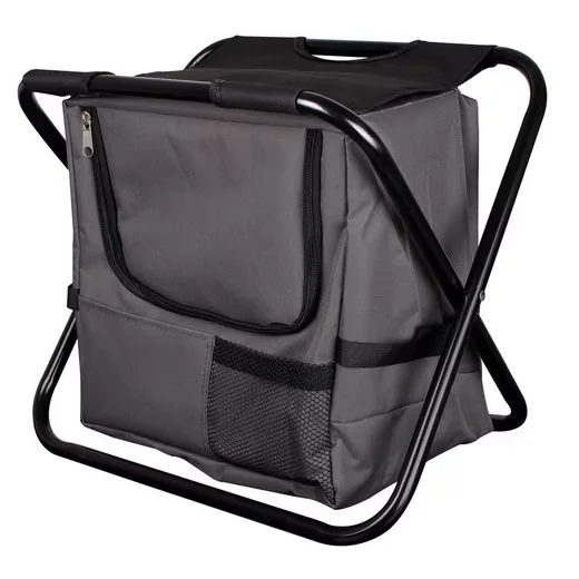 MOJAWO Klappstuhl Campingstuhl Anglerstuhl mit Kühltasche Schwarz