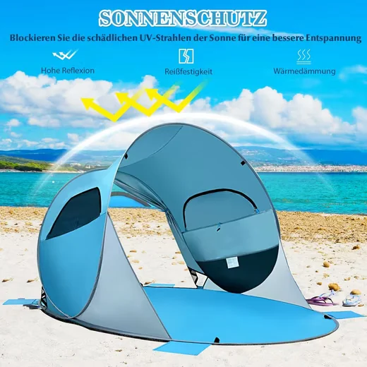 COSTWAY Pop Up Strandmuschel 4 Personen mit Tragetasche und Sandtaschen