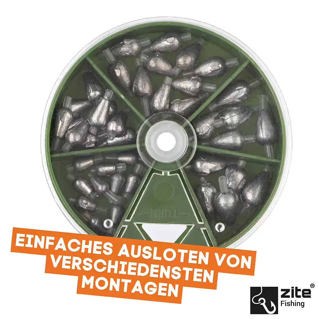 ZITE Birnenblei Set 40 Stück 1-5 g Tropfenblei Grundangeln Forelle