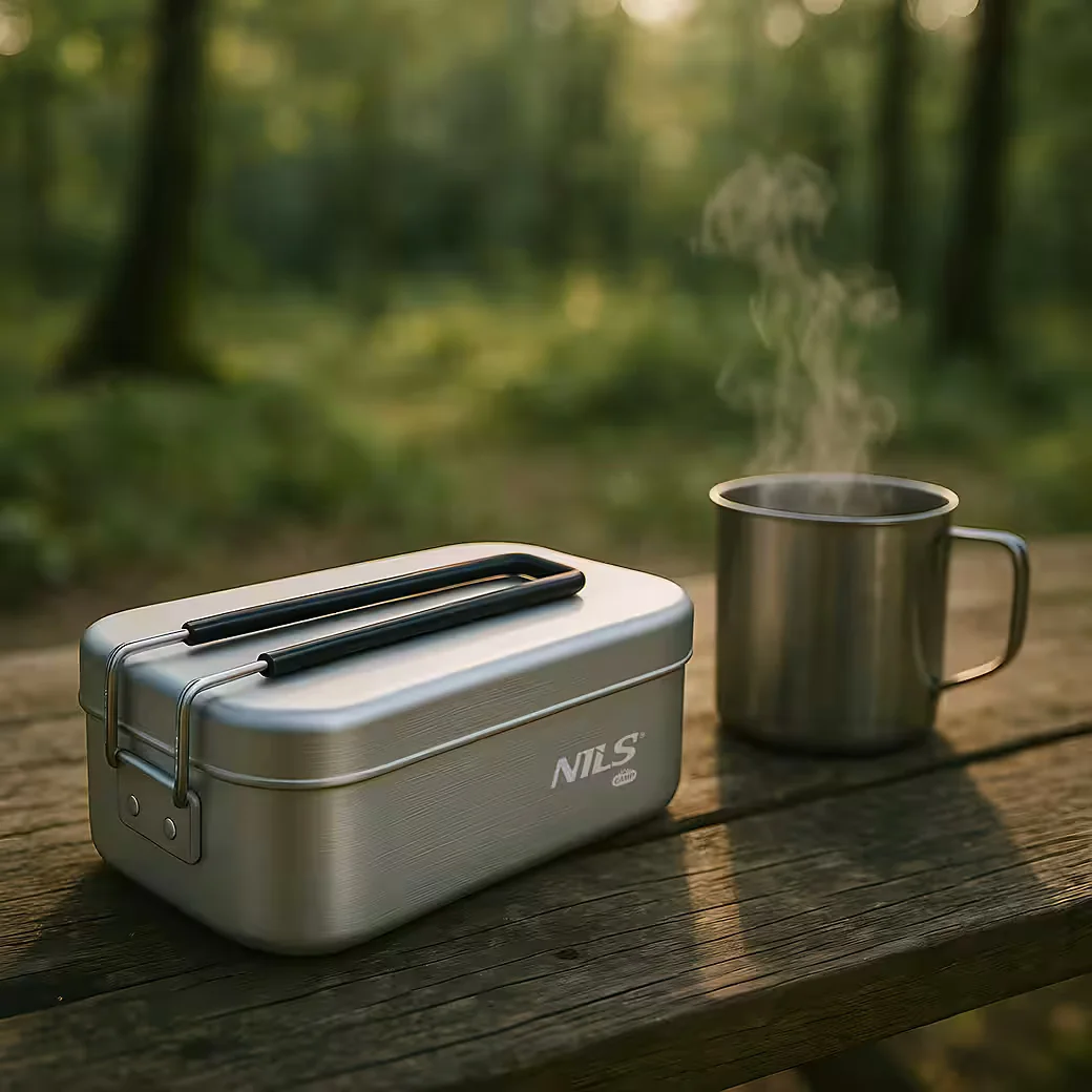 NILS CAMP Aluminium Lunchbox 800 ml Camping Kochen Aufbewahren