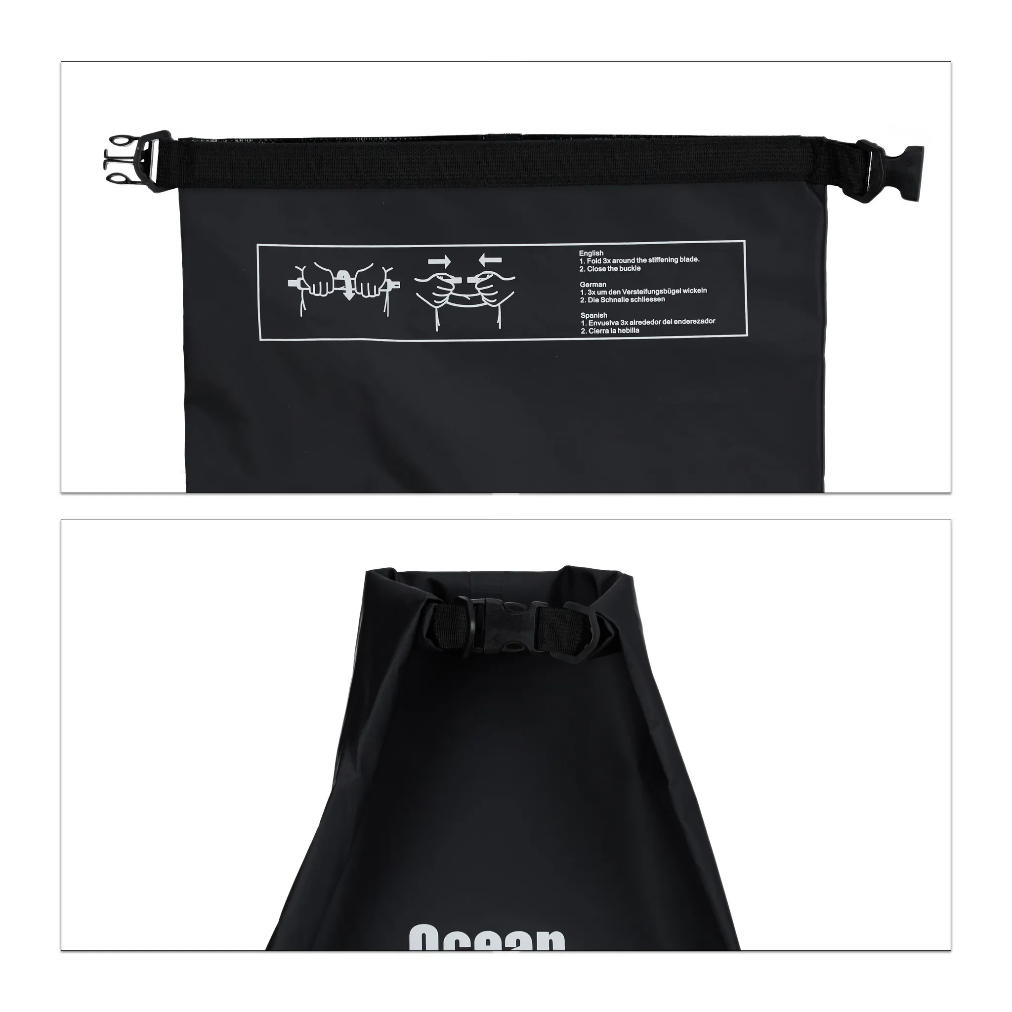 Relaxdays Ocean Pack Dry Bag 5L wasserdicht Trockentasche schwarz