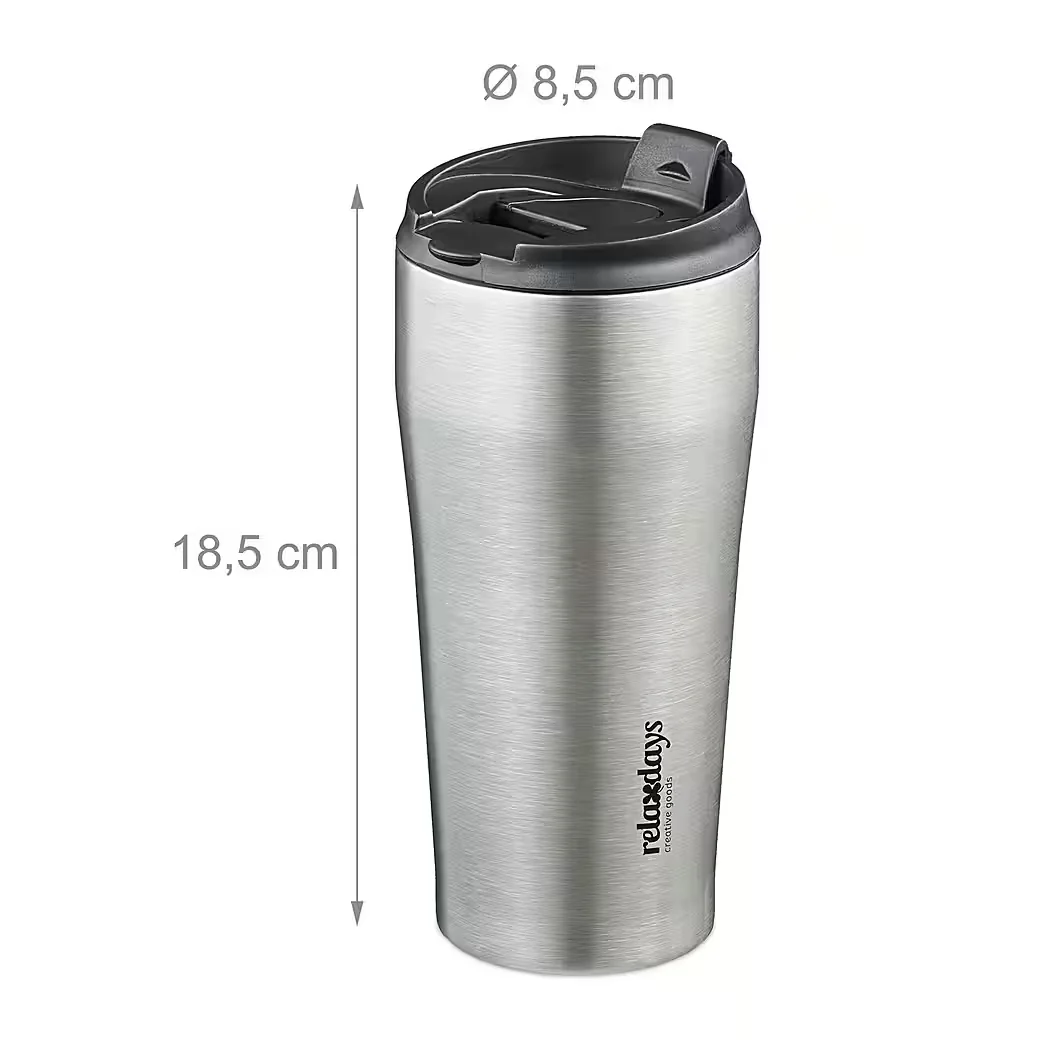 Relaxdays Thermobecher Edelstahl 400 ml Isolierbecher