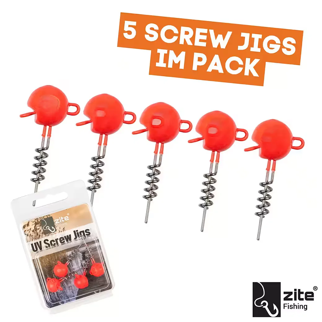 ZITE Screw Jigs UV-aktive Jigköpfe 5-20 g 5er Pack für Gummiköder