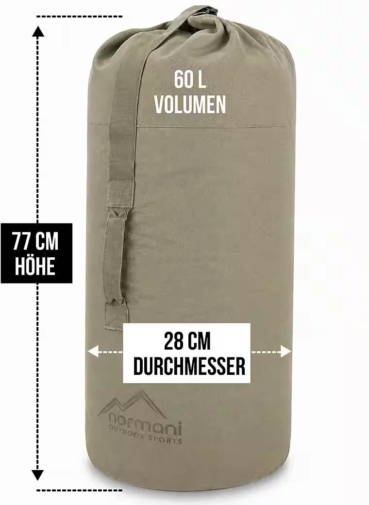 NORMANI US Canvas Seesack 60 Liter Classic Sea I Packsack