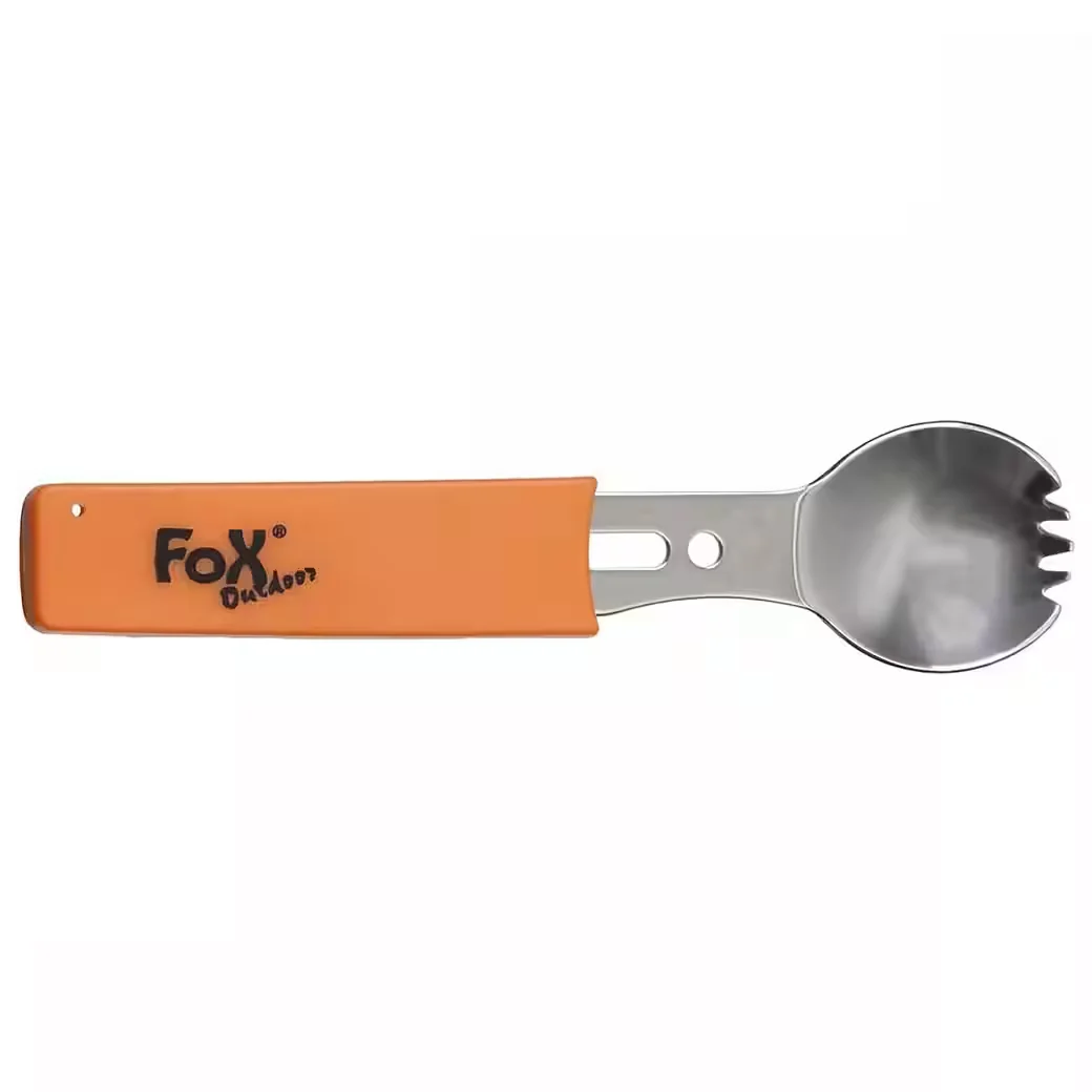 FOXOUTDOOR Multifunktionsgöffel Spork Campinglöffel Edelstahl orange
