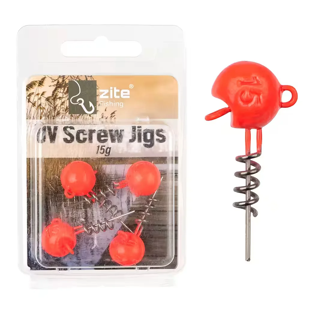 ZITE Screw Jigs UV-aktive Jigköpfe 5-20 g 5er Pack für Gummiköder