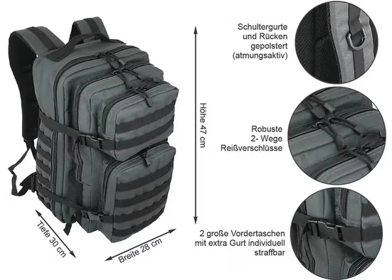 BAG STREET INTERNATIONAL Rucksack XXL 40L Outdoor MOLLE gepolstert