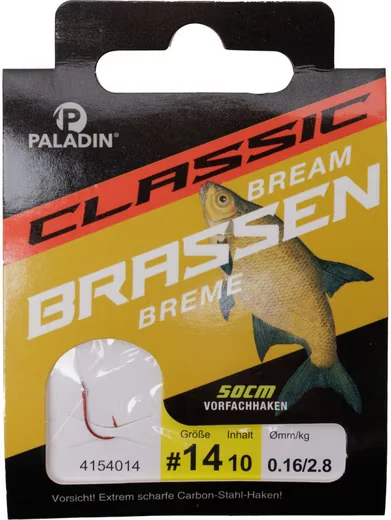 PALADIN Brassenhaken gebunden Größe 14 Vorfach 50 cm 10 Stück