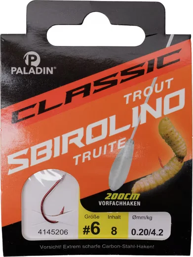 PALADIN Forellenhaken gebunden Größe 6, 200 cm, 8 Stück