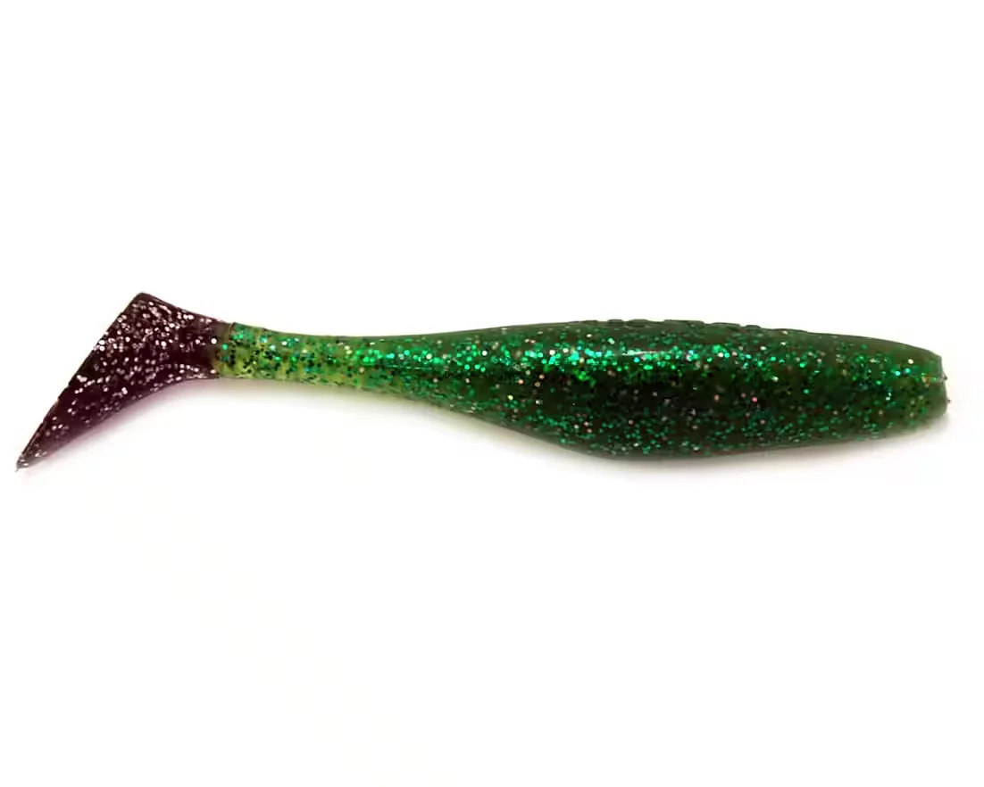 JENZI River Shad Gummifisch Kunstköder grün grau Glitter USA Bass