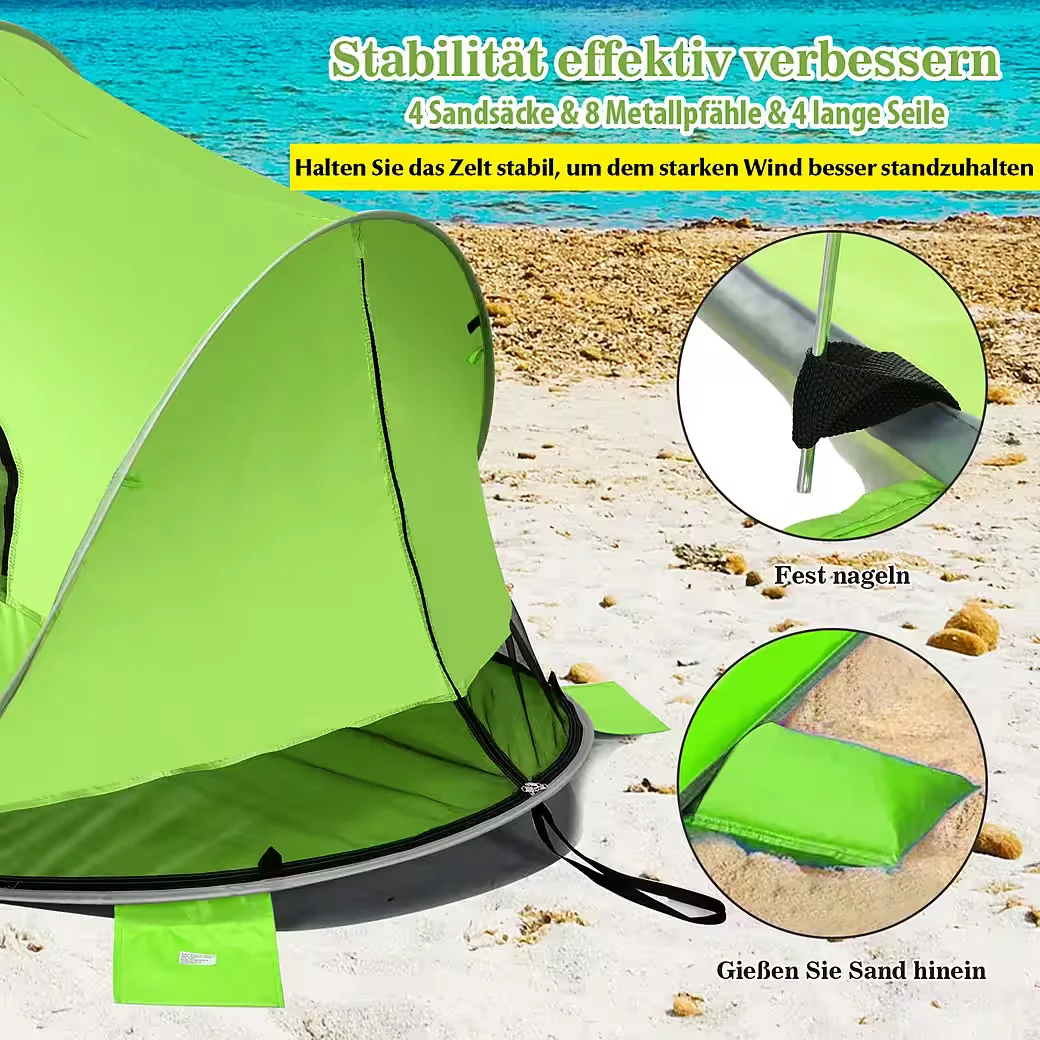COSTWAY Strandmuschel Pop Up Strandzelt mit UV Schutz