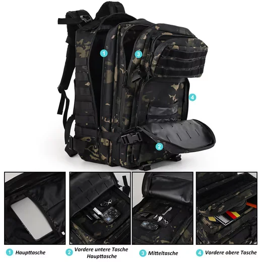 TAN.TOMI Taktischer Rucksack 45L Militär Wanderrucksack