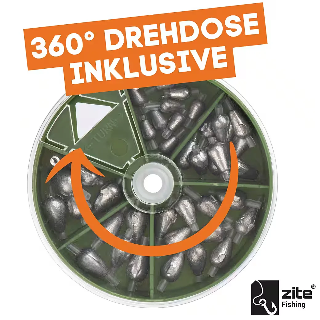 ZITE Birnenblei Set 40 Stück 1-5 g Tropfenblei Grundangeln Forelle