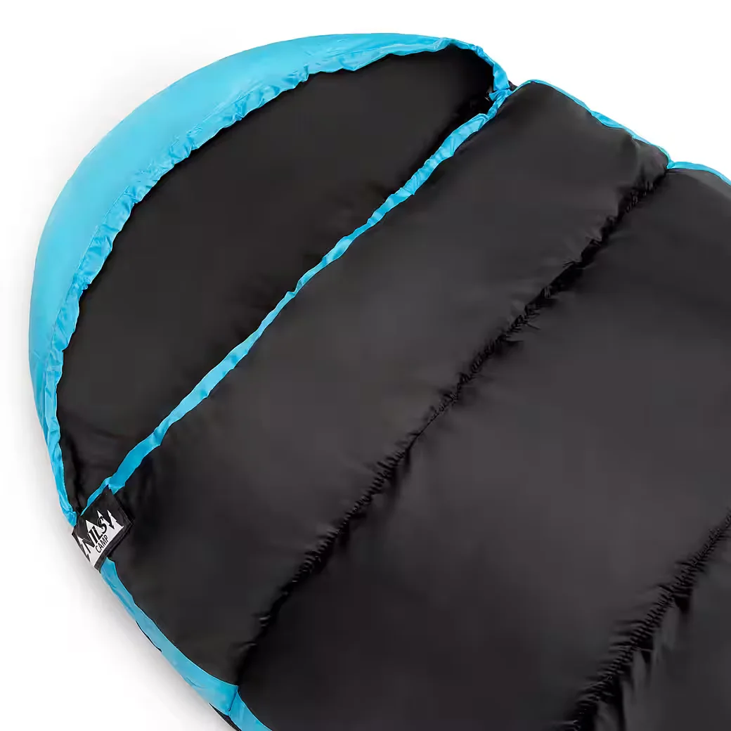 NILS CAMP Mumienschlafsack warm Schwarz Blau mit Innentasche Outdoor
