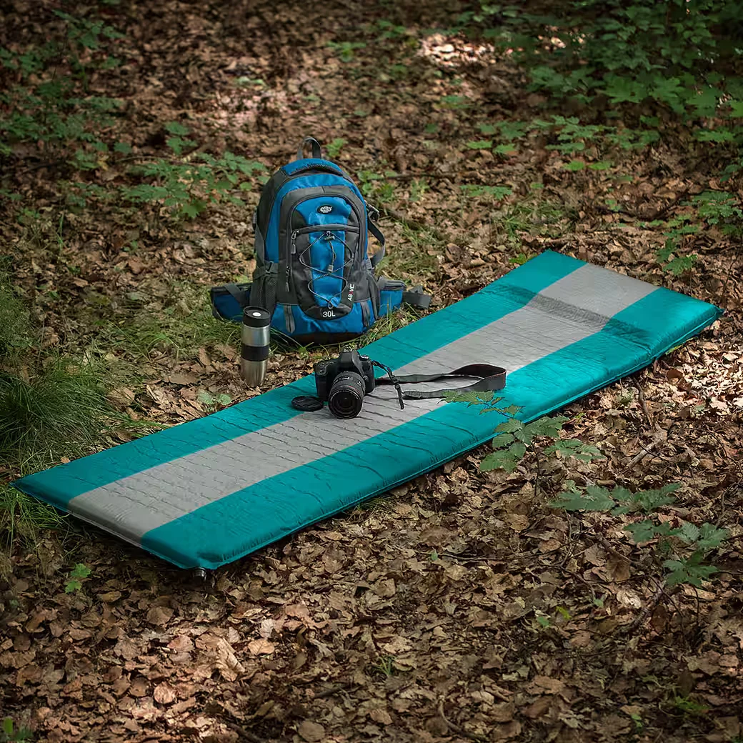 NILS CAMP Selbstaufblasende Isomatte Campingmatte türkis grau Outdoor