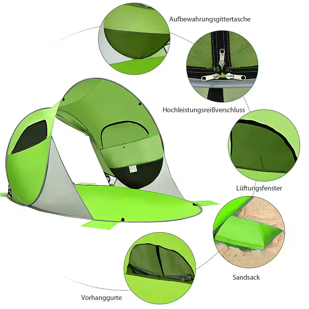 COSTWAY Strandmuschel Pop Up Strandzelt mit UV Schutz