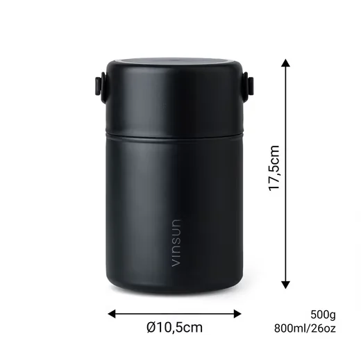 VINSUN Thermobehälter 800 ml Lunchbox doppelwandig mit Löffel
