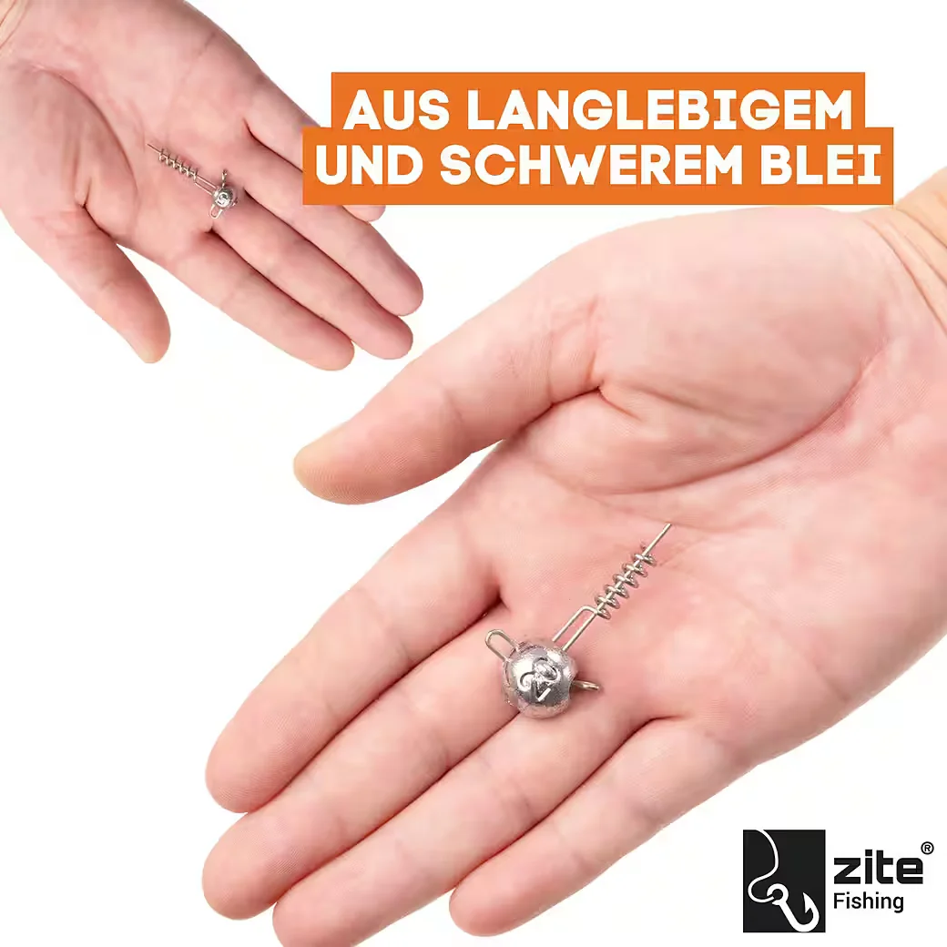ZITE Blei Screw In Jigs Set 25 Stück 5 bis 20 g Gummiköder in Box