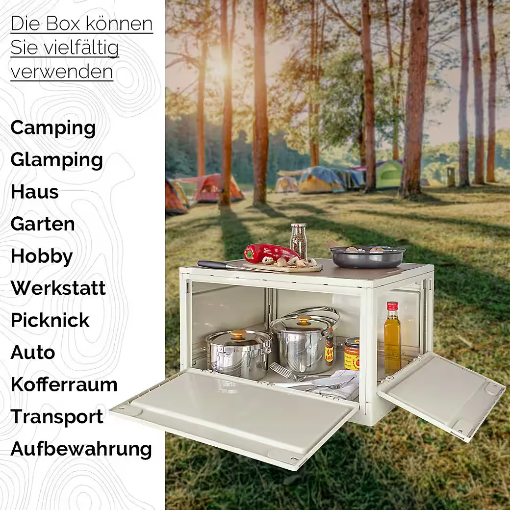TRUCKY Faltbox 75 L Klappbox Camping faltbar 59x41x34 cm Beige
