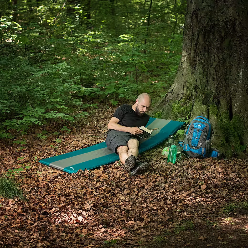 NILS CAMP Selbstaufblasende Isomatte Campingmatte türkis grau Outdoor