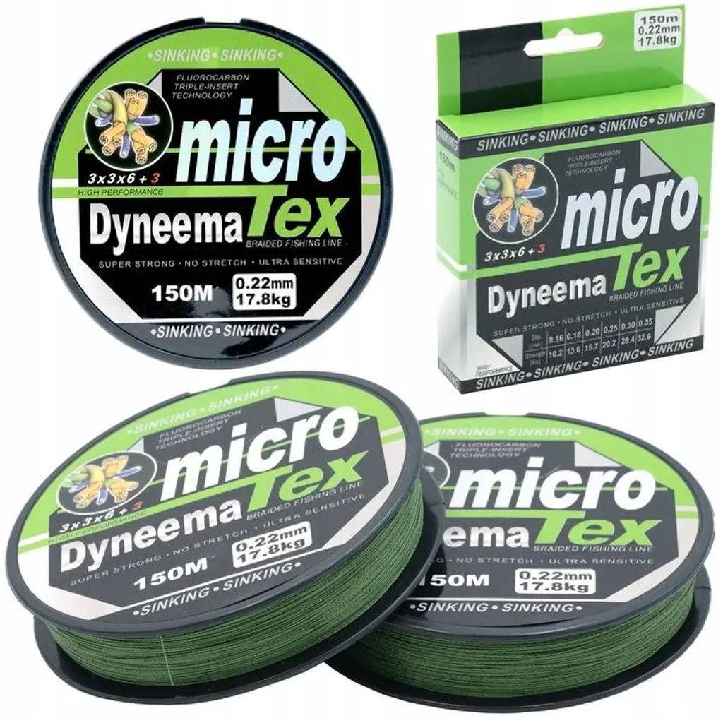 Neco Micro Tex Dyneema geflochten Angelschnur 0,30mm 29kg 150m sinkend