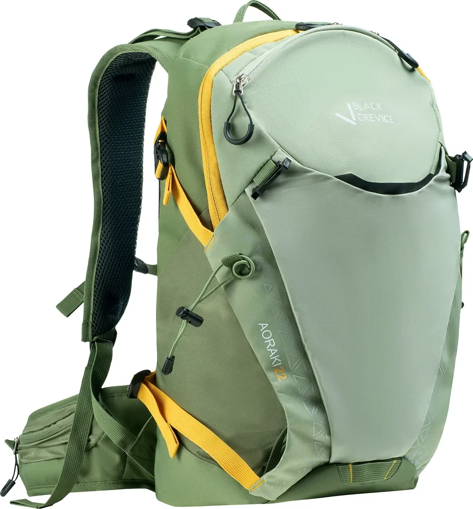Black Crevice Aoraki 22L Wander und Bike Rucksack mit Regenhülle Olive
