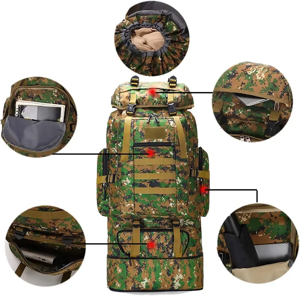 AKKEE Wanderrucksack 100L wasserdicht Trekking Camping Reise