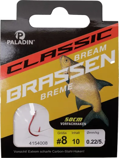 PALADIN Brassenhaken gebunden Größe 8, 50 cm, 10 Stück