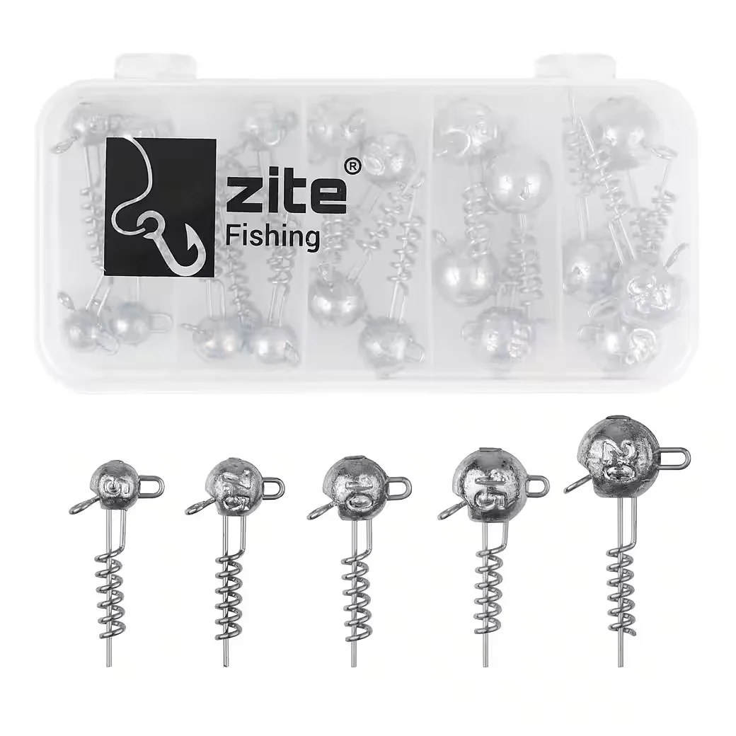 ZITE Blei Screw In Jigs Set 25 Stück 5 bis 20 g Gummiköder in Box