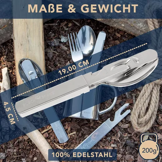 BLACK SNAKE Camping Besteckset 4-teilig aus Edelstahl