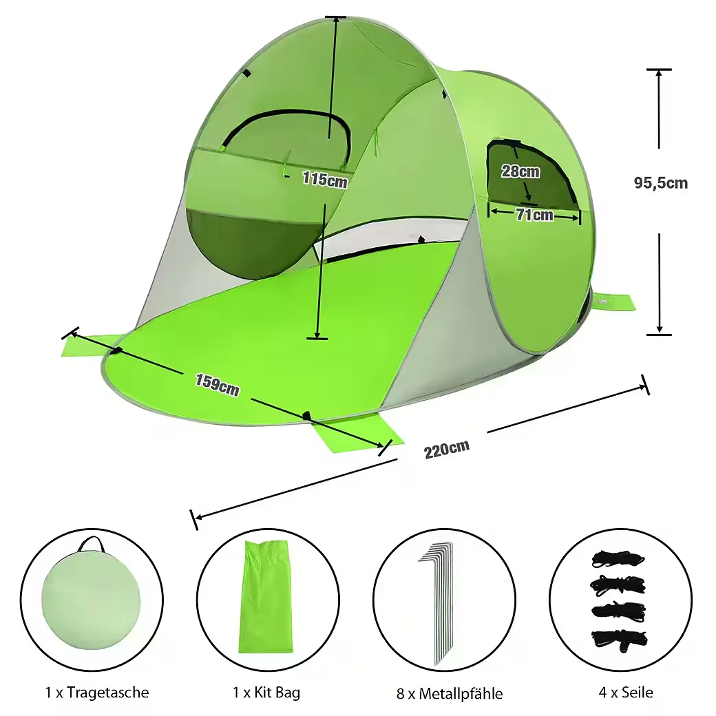 COSTWAY Strandmuschel Pop Up Strandzelt mit UV Schutz