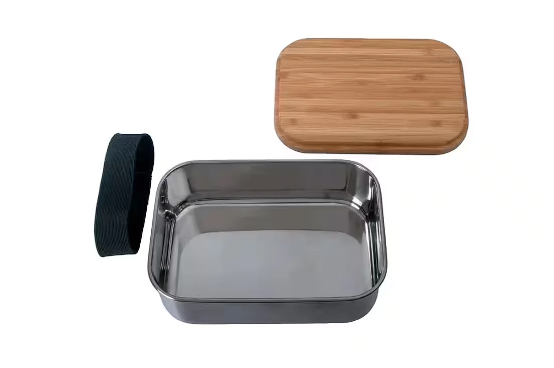 ORIGIN OUTDOORS Lunchbox Edelstahl mit Bambusdeckel 0,8 L nachhaltig