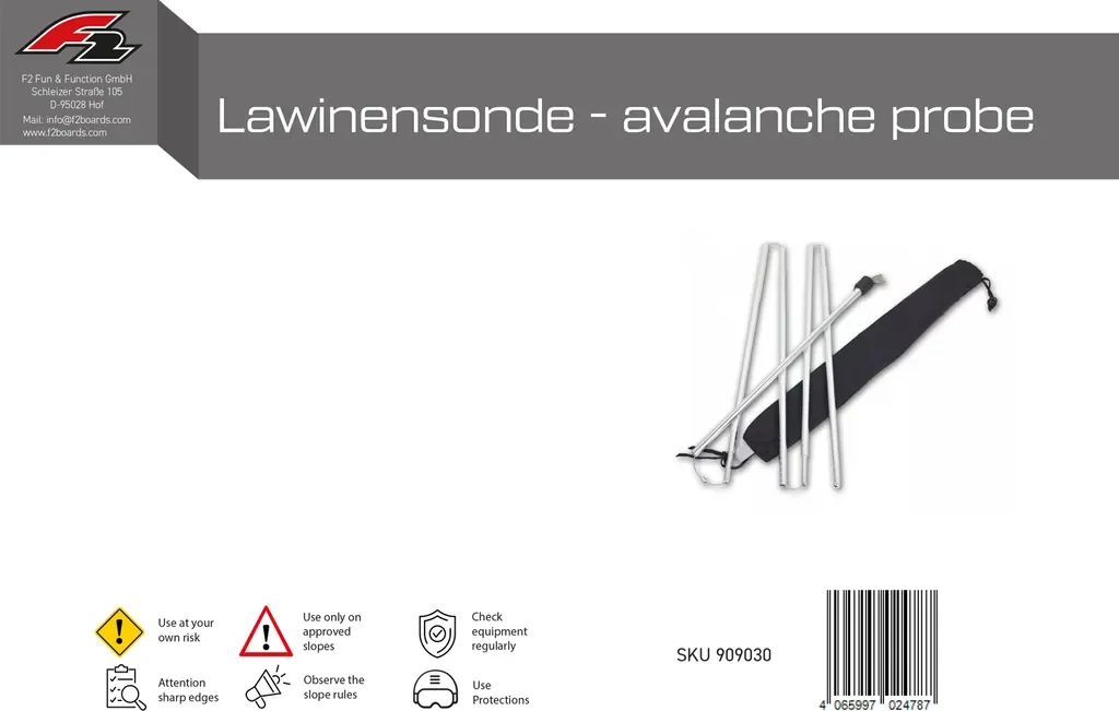 F2 Lawinensonde 300 cm Aluminium mit Tasche 2024/25