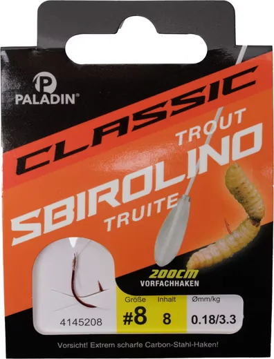 PALADIN Forellenhaken gebunden Größe 8 Vorfach 200 cm