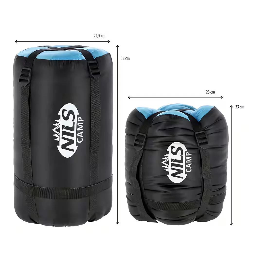 NILS CAMP Mumienschlafsack warm Schwarz Blau mit Innentasche Outdoor