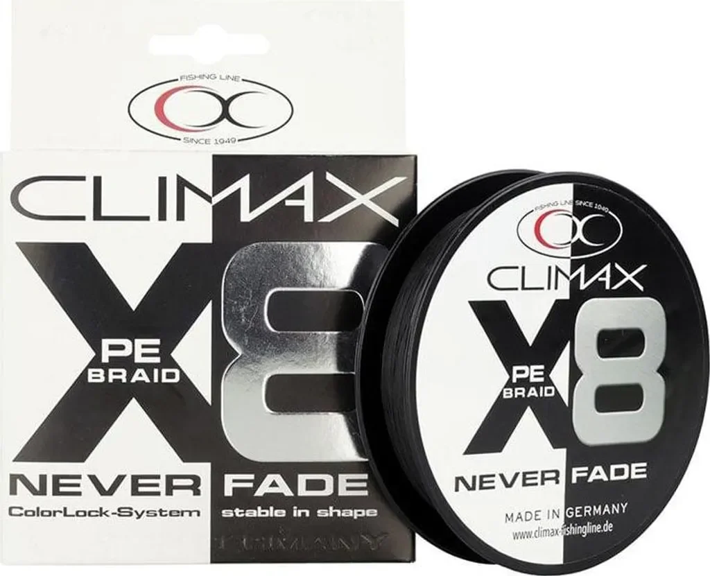 Climax X8 Neverfade Geflochtene Angelschnur Schwarz 135m 0,10mm 4,9kg