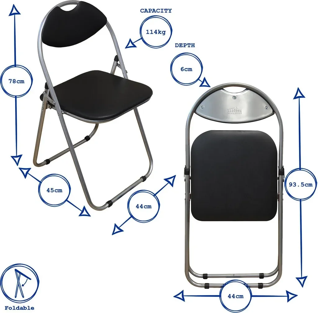 Harbor Housewares gepolsterte Klappstühle Schwarz Silber 2er Pack