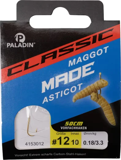 PALADIN Madenhaken gebunden Größe 12 Vorfach 50 cm 10 Stück