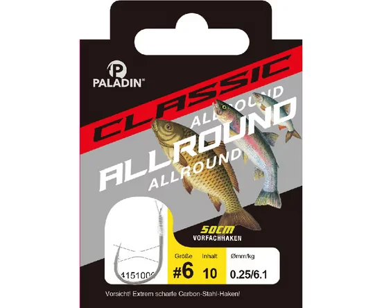 PALADIN Allroundhaken gebunden Gr. 10, Vorfach 50 cm, 10 Stück