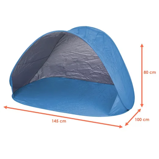 Spetebo Pop Up Strandmuschel blau UV 50+ mit Tragetasche 145x100 cm