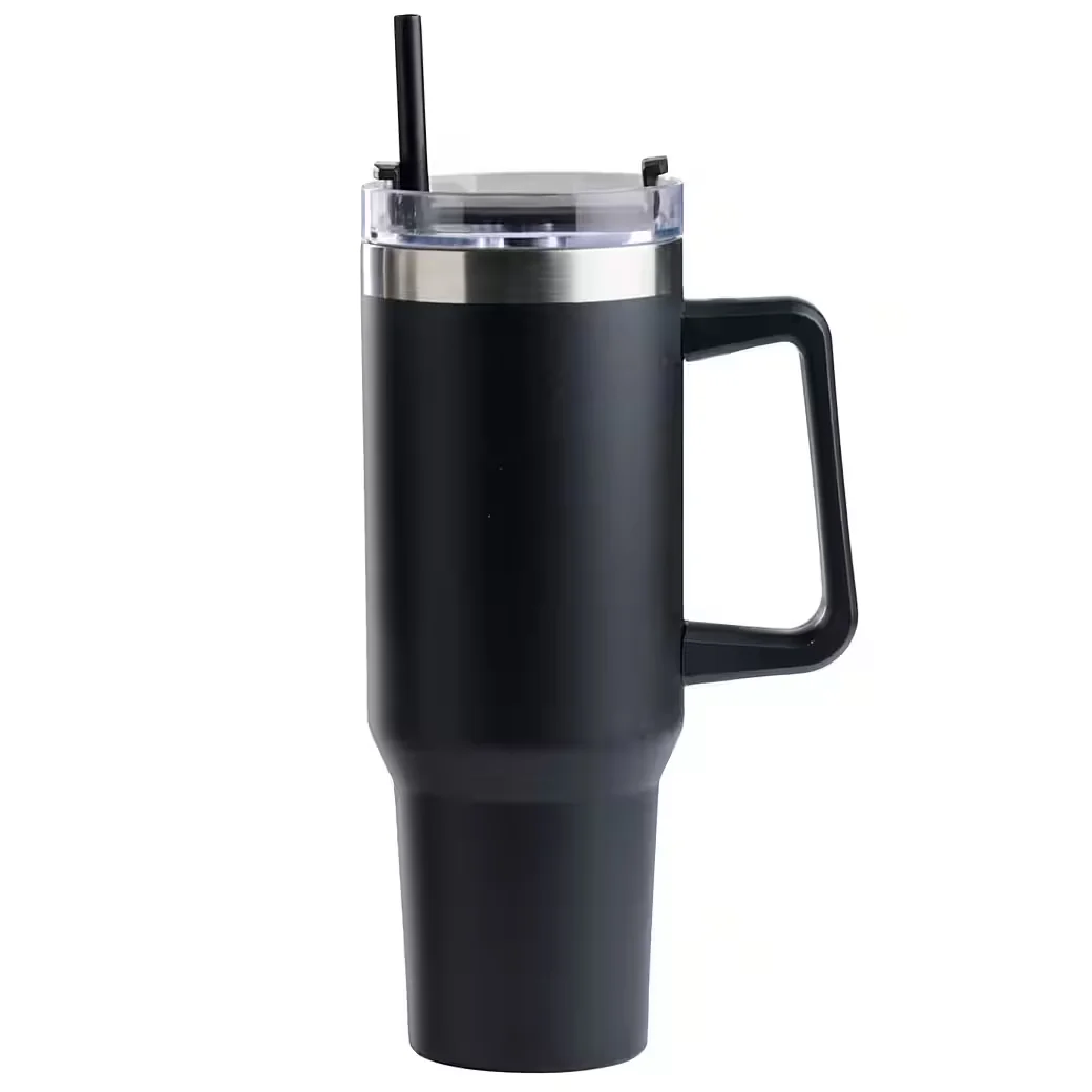 Buri Thermobecher mit Strohhalm 1100 ml Edelstahl Isolierbecher