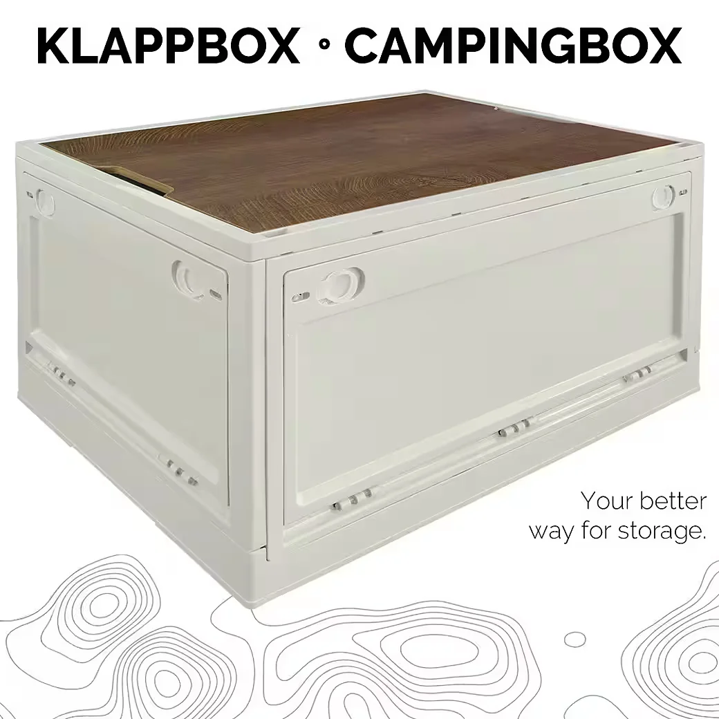 TRUCKY Faltbox 75 L Klappbox Camping faltbar 59x41x34 cm Beige
