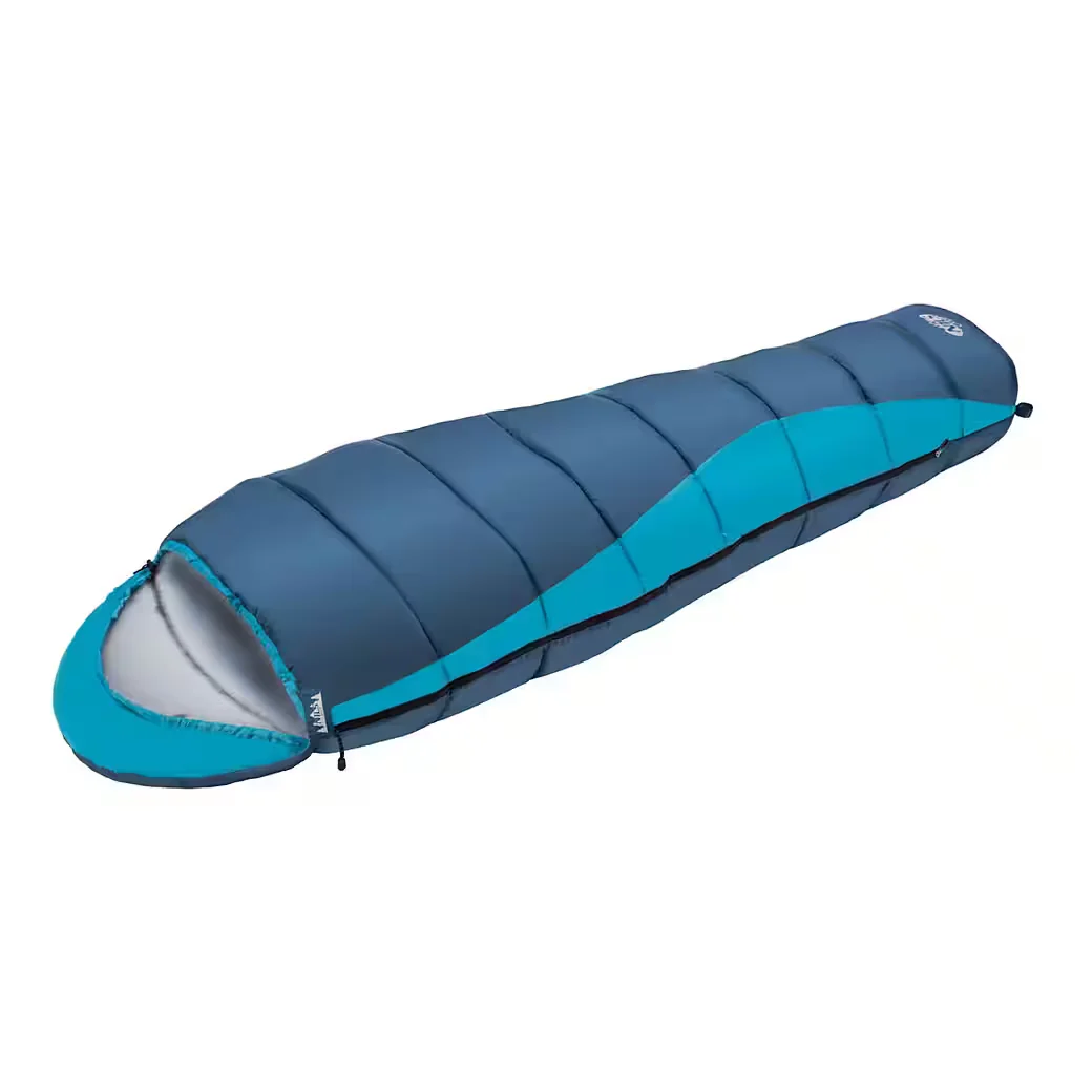 NILS CAMP Mumienschlafsack warm Grau/Blau mit Innentasche