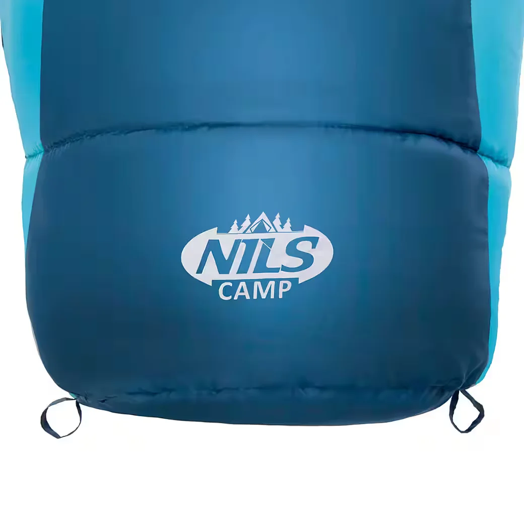 NILS CAMP Mumienschlafsack warm Grau/Blau mit Innentasche