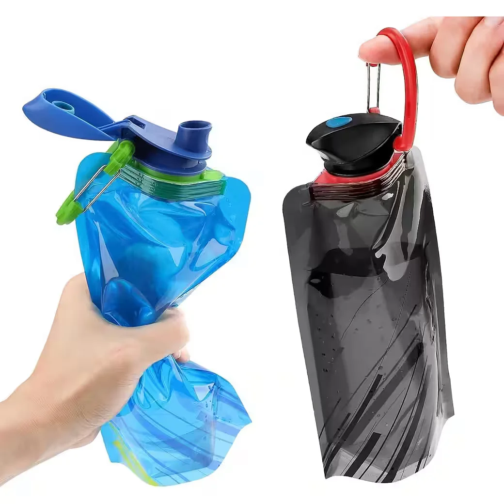 LUXUSKOLLEKTION Trinkflasche faltbar Mehrweg 2er Set Schwarz