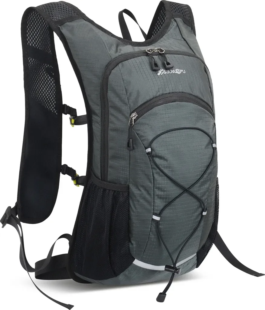 JUNLETU Wander und Fahrradrucksack mit Trinkblase wasserdicht Grau