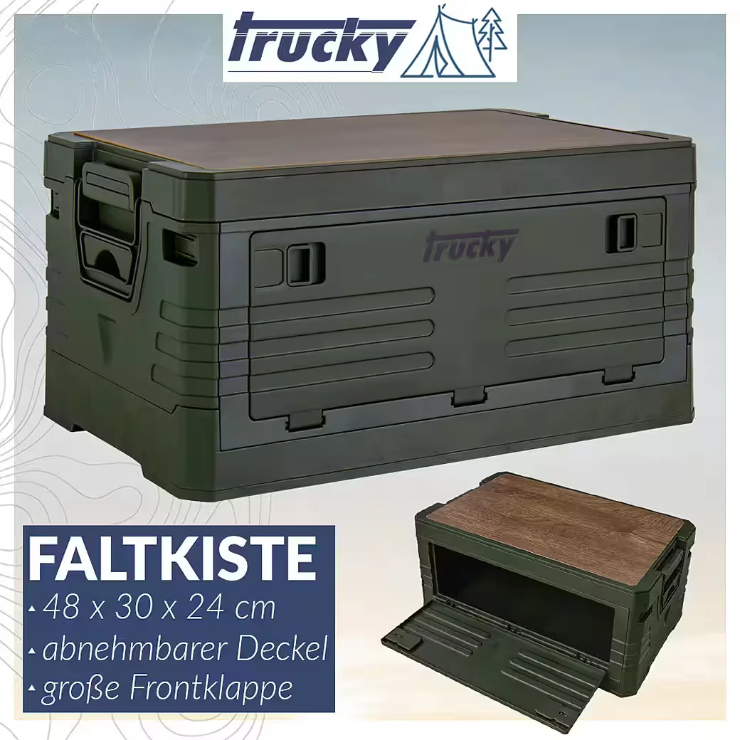 TRUCKY Faltbox 35 L Klappkiste Camping Grün 48 x 30 x 24 cm