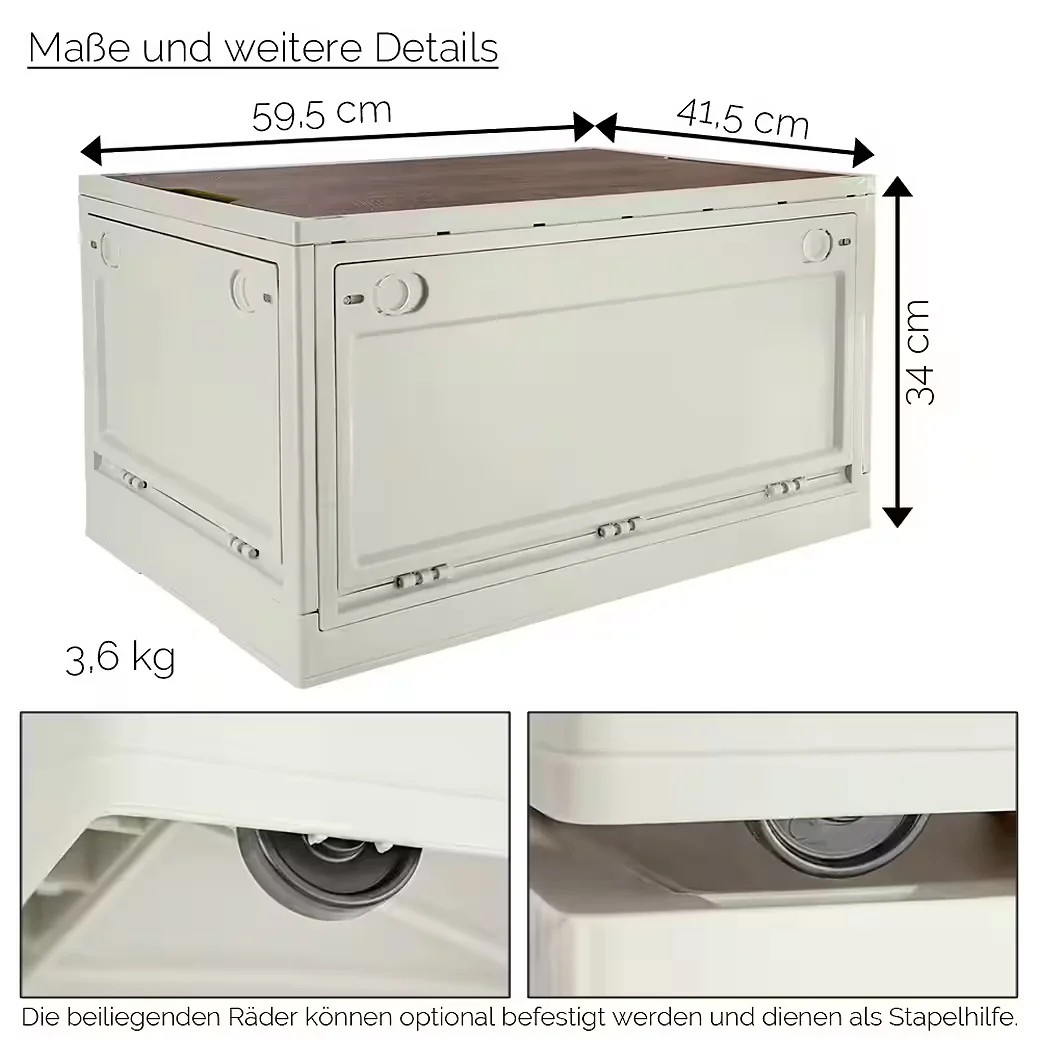 TRUCKY Faltbox 75 L Klappbox Camping faltbar 59x41x34 cm Beige